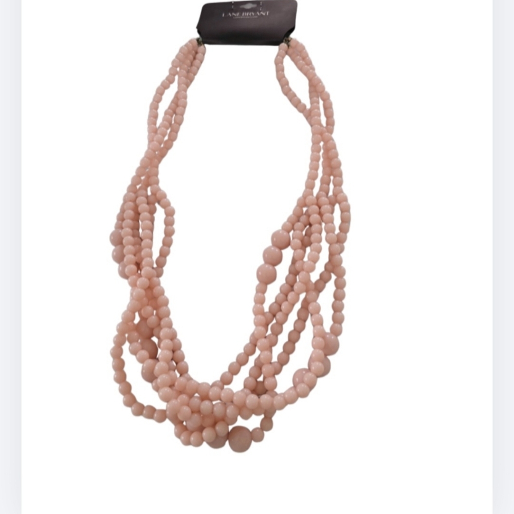 Lane Bryant Pink Multi Strand Beaded Statement Necklace Chunky Acrylic Beads NWT